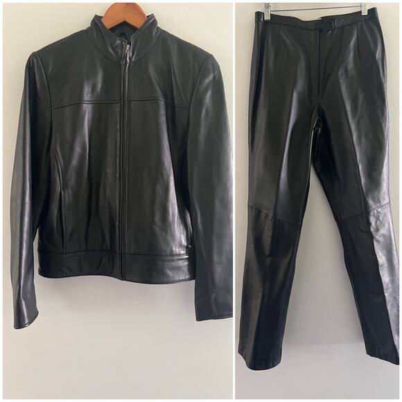 Valerie Stevens Jackets & Blazers - Valerie Stevens 2 Piece Lambskin Leather Suit Zip Up Jacket & Pants 6 Medium JL